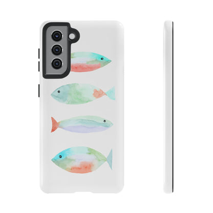 4 Watercolor Fish Hand Painted Cute Phone Case - Tough Case