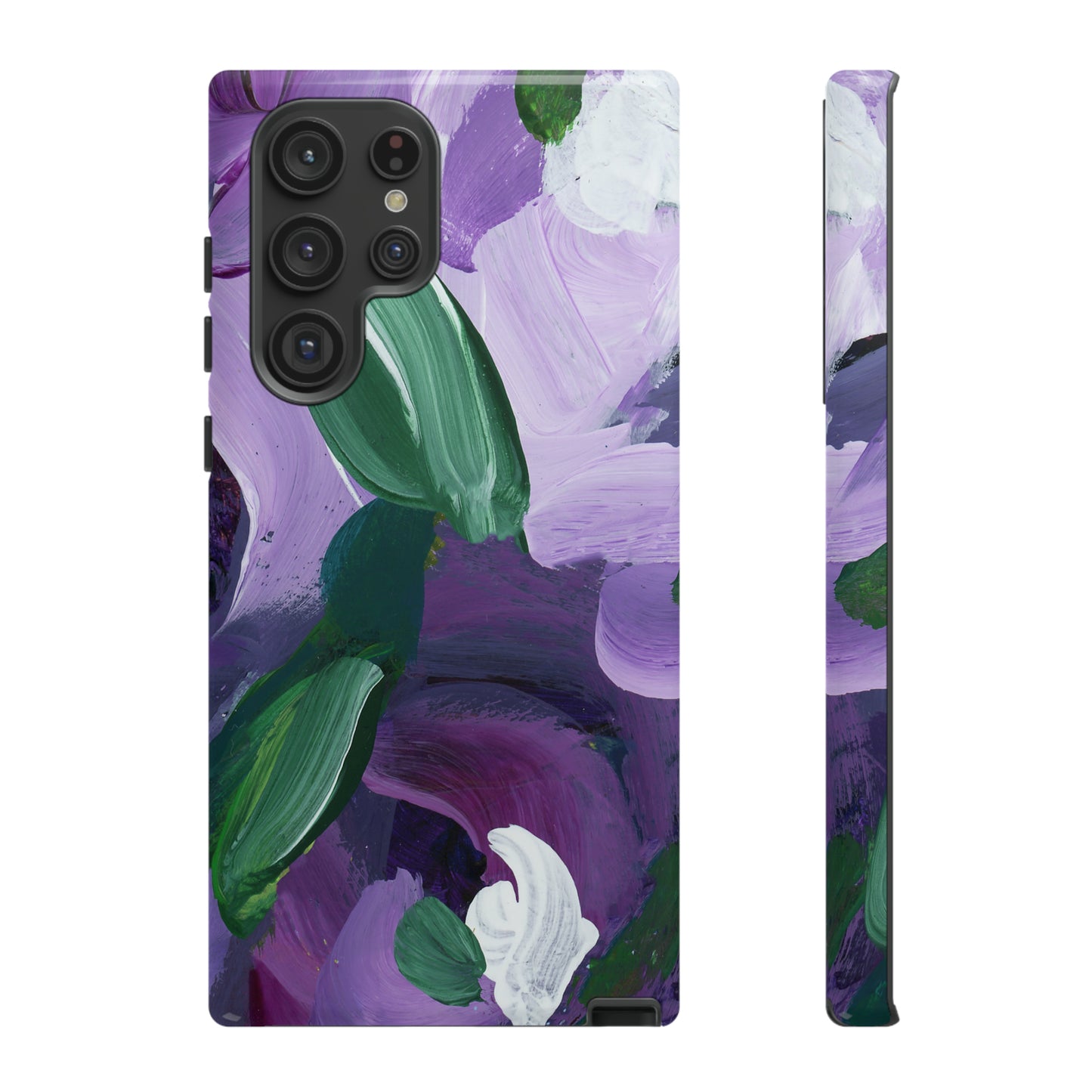 Purple Flowers Hand Painted Abstract Colorful Case: Impact-Resistant Phone Cases