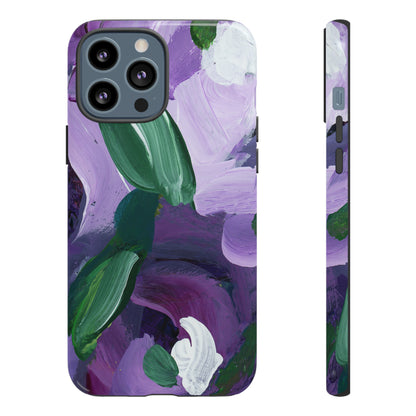 Purple Flowers Hand Painted Abstract Colorful Case: Impact-Resistant Phone Cases