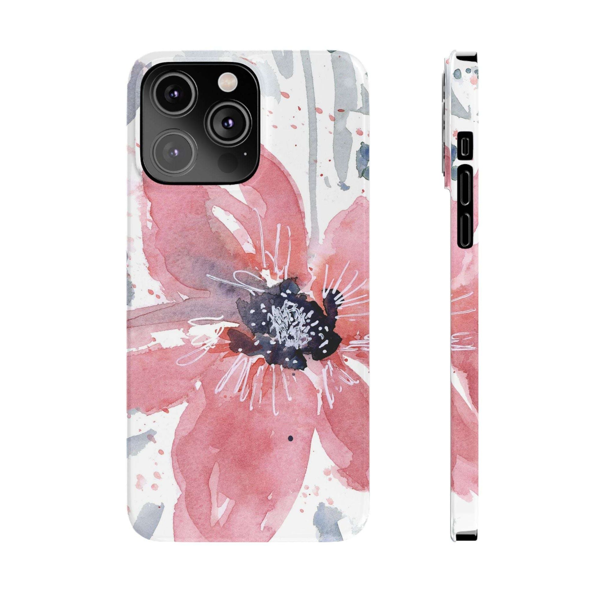 Watercolor Pink Flower Abstract Phone Case: Slim Case