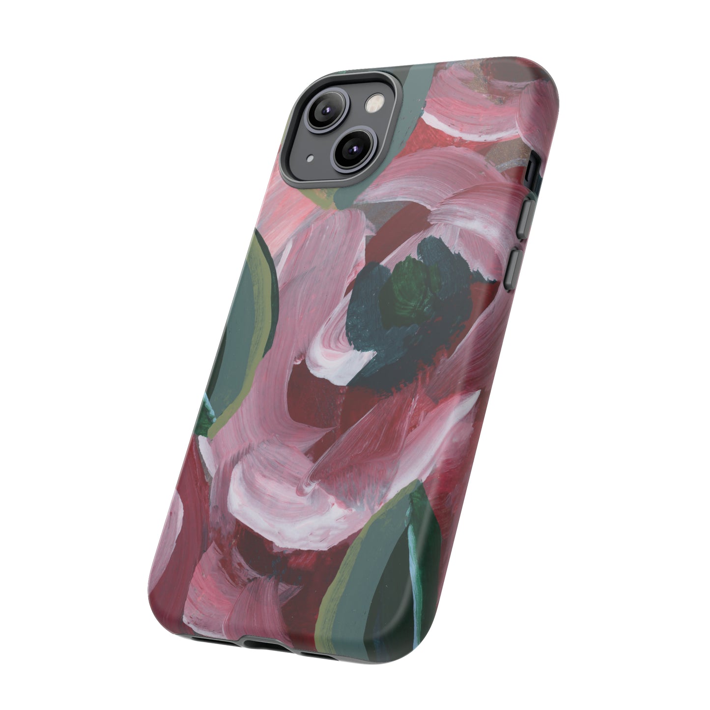 Burgundy Red Floral Hand Painted Abstract Colorful Case: Impact-Resistant Phone Cases