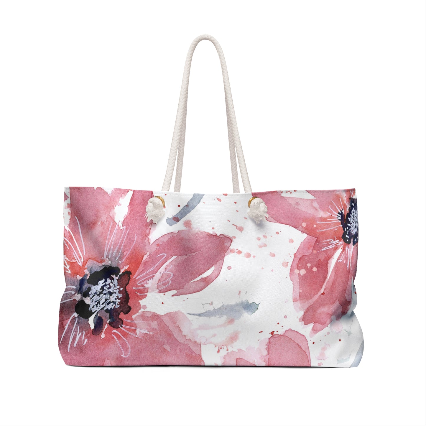 Original Art Salmon Pink Floral Weekender Tote Bag