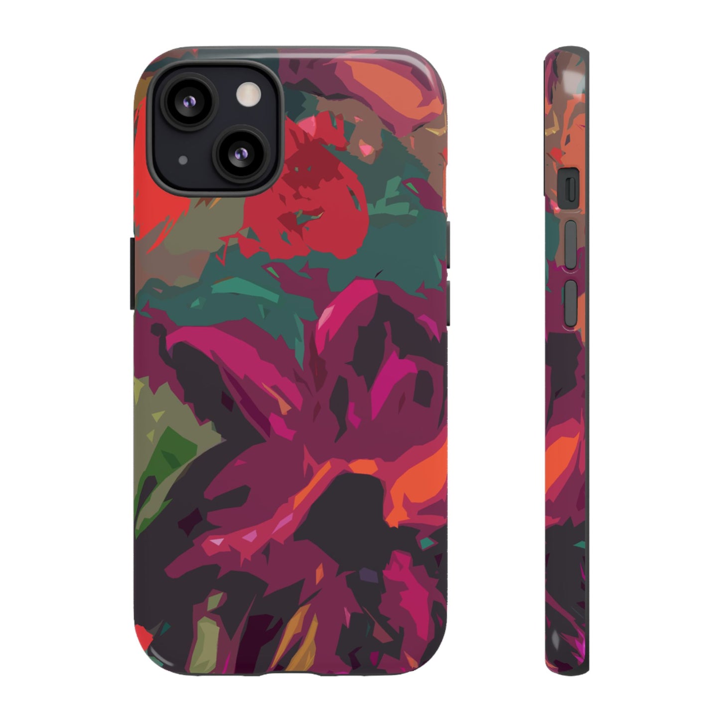 Hand Painted Abstract Colorful Burgundy Teal Orange Red Impact-Resistant Phone Cases