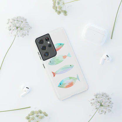 4 Watercolor Fish Hand Painted Cute Phone Case - Tough Case