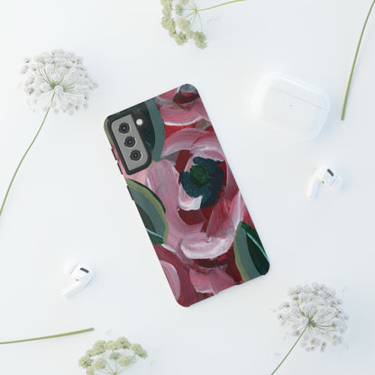 Burgundy Red Floral Hand Painted Abstract Colorful Case: Impact-Resistant Phone Cases