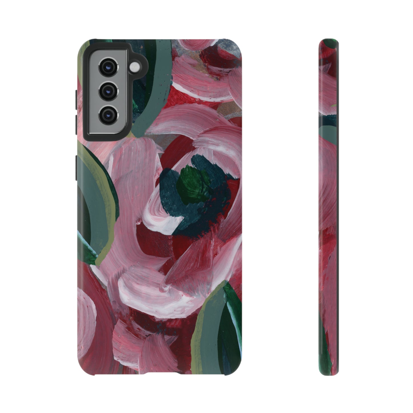 Burgundy Red Floral Hand Painted Abstract Colorful Case: Impact-Resistant Phone Cases