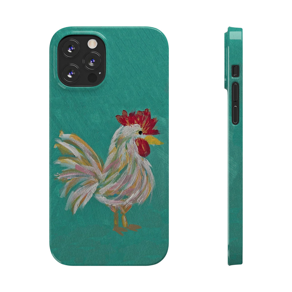 Phone Case hand painted chicken rooster digitized