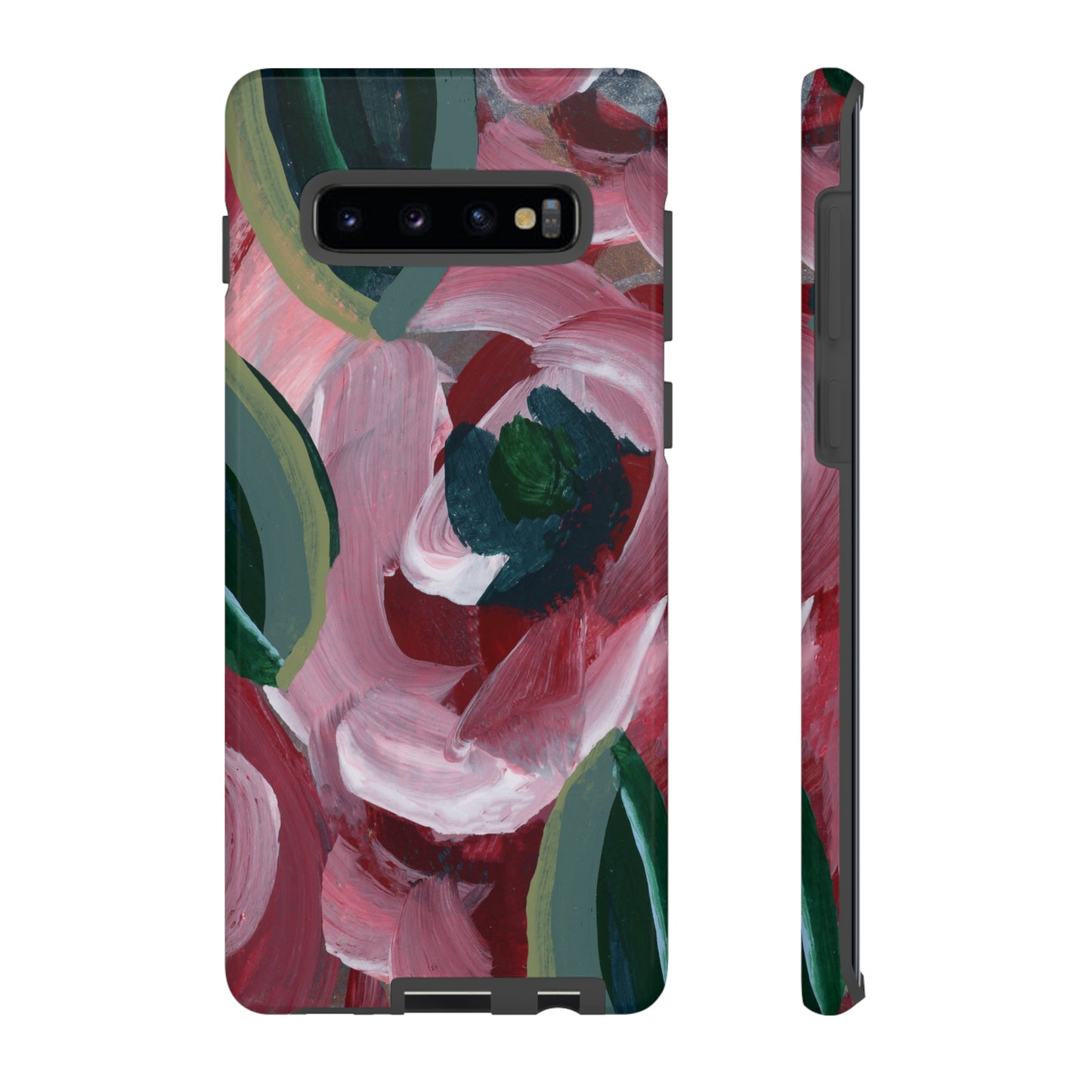 Burgundy Red Floral Hand Painted Abstract Colorful Case: Impact-Resistant Phone Cases