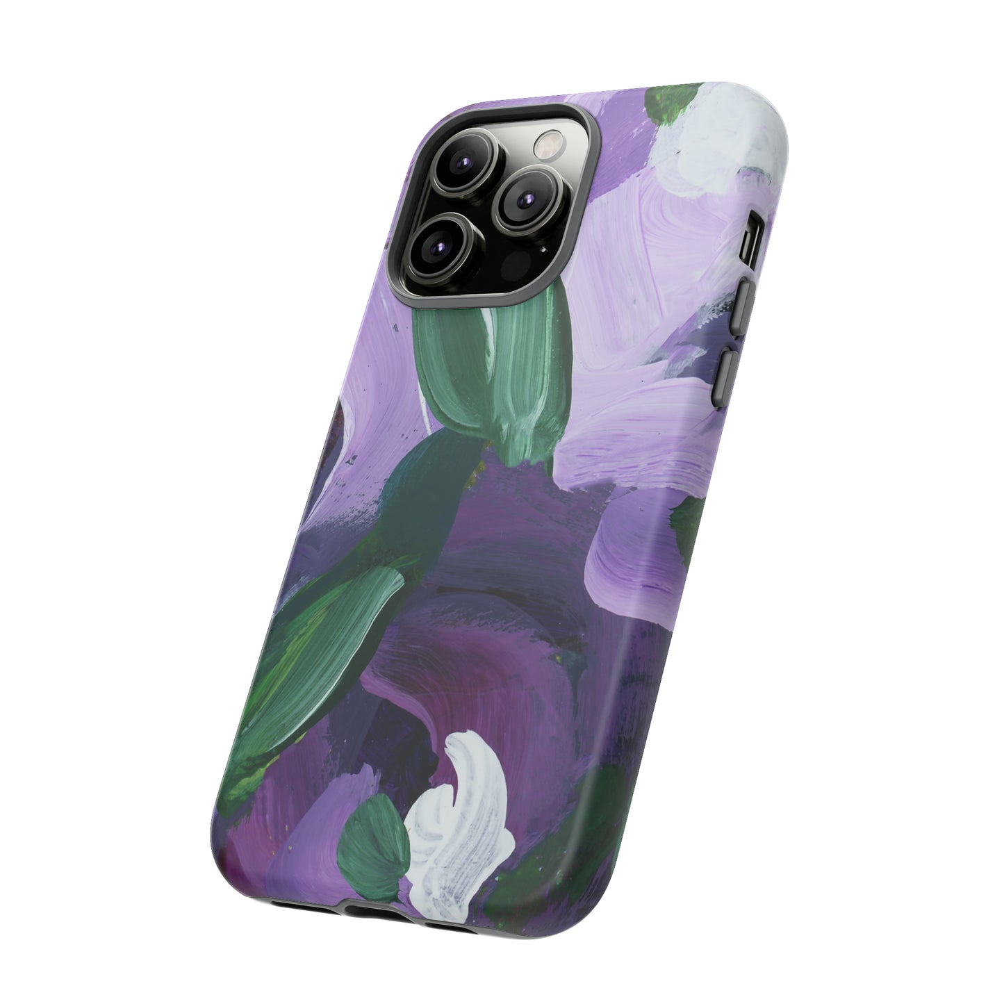 Purple Flowers Hand Painted Abstract Colorful Case: Impact-Resistant Phone Cases