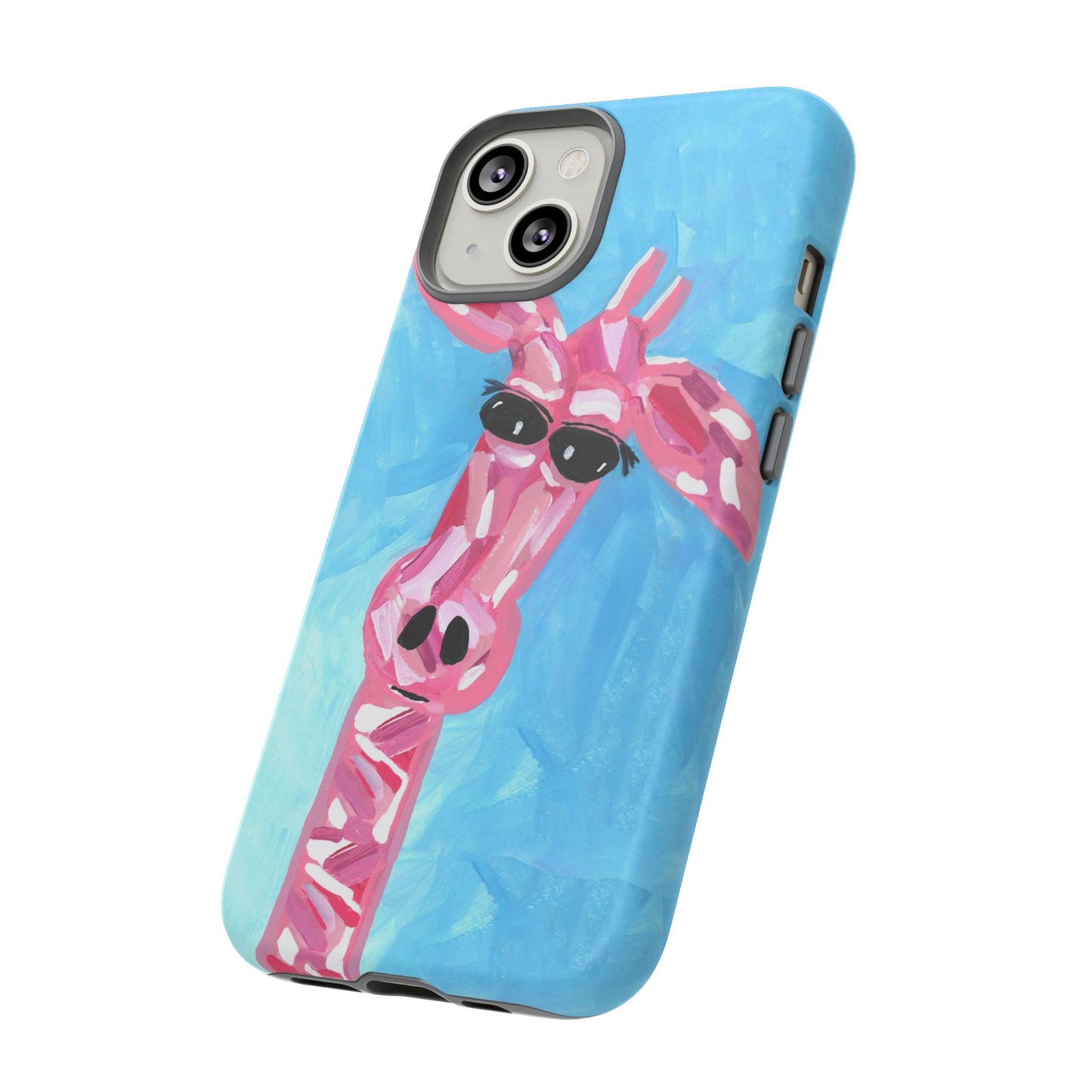 Bright Pink Giraffe Hand Painted Phone Case - Tough Cases