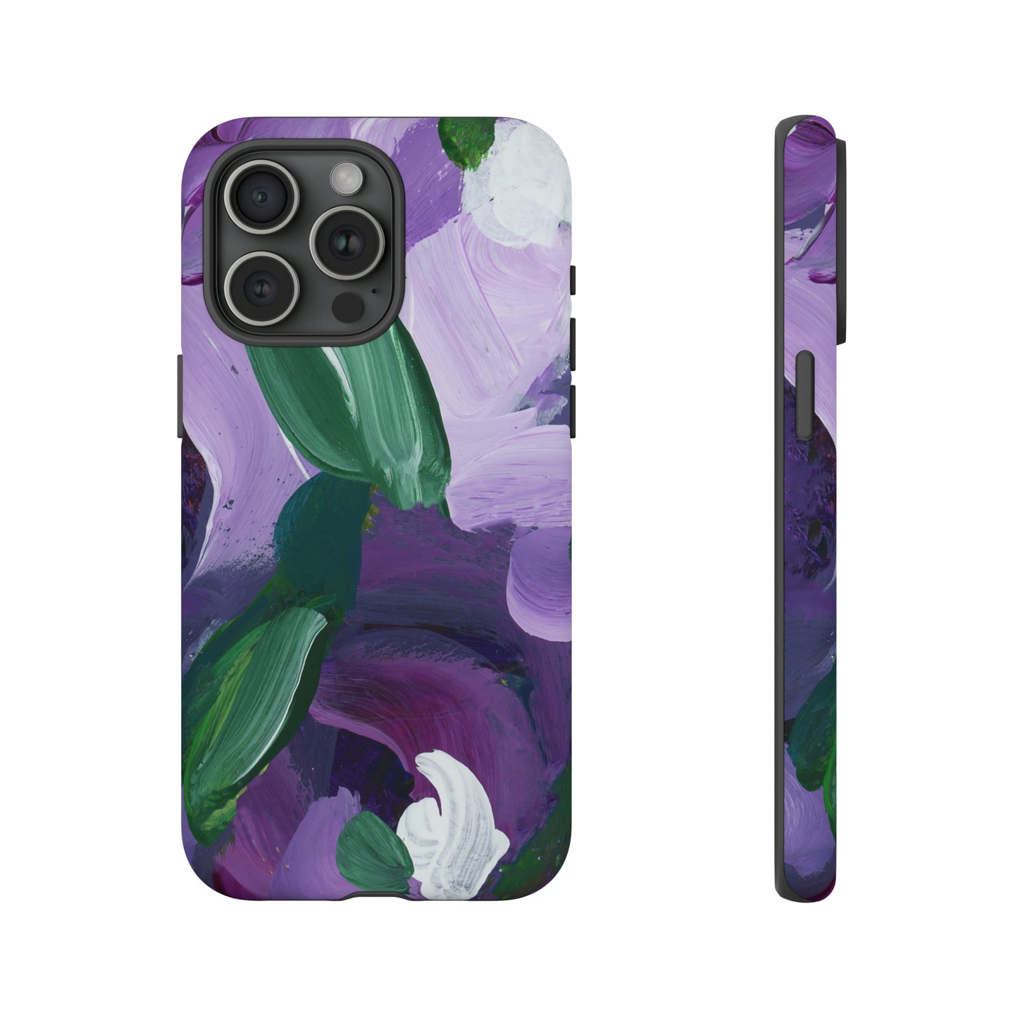 Purple Flowers Hand Painted Abstract Colorful Case: Impact-Resistant Phone Cases