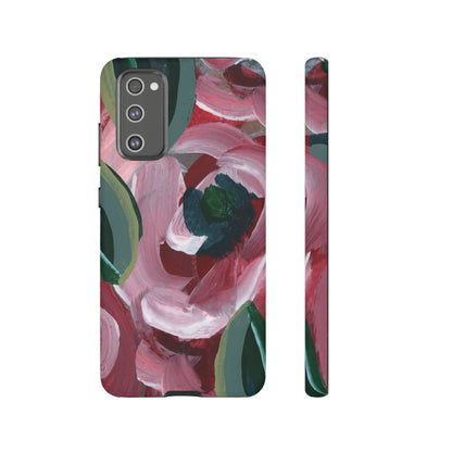 Burgundy Red Floral Hand Painted Abstract Colorful Case: Impact-Resistant Phone Cases