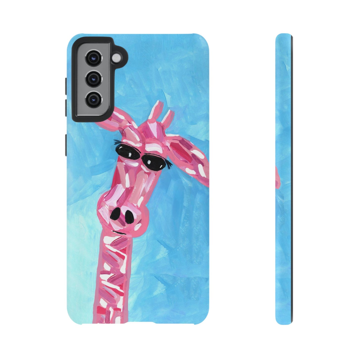 Bright Pink Giraffe Hand Painted Phone Case - Tough Cases