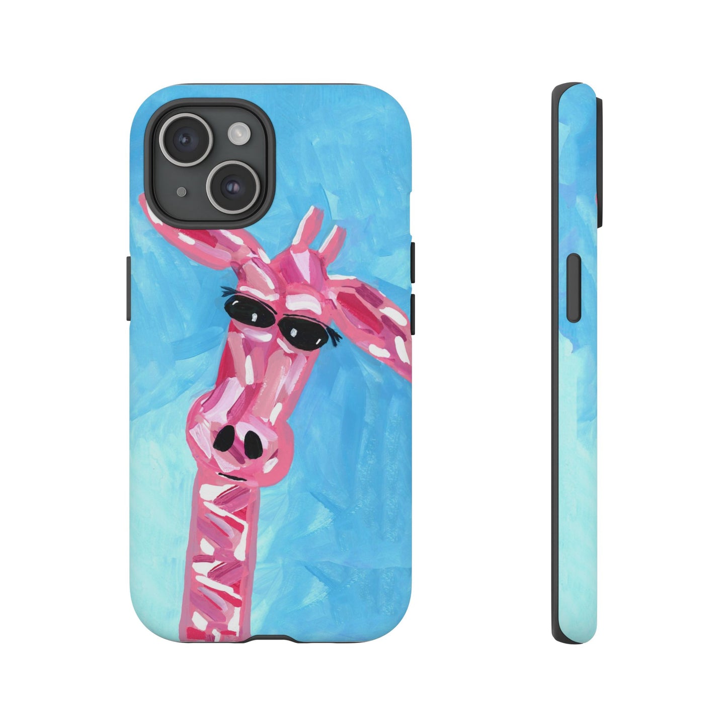 Bright Pink Giraffe Hand Painted Phone Case - Tough Cases