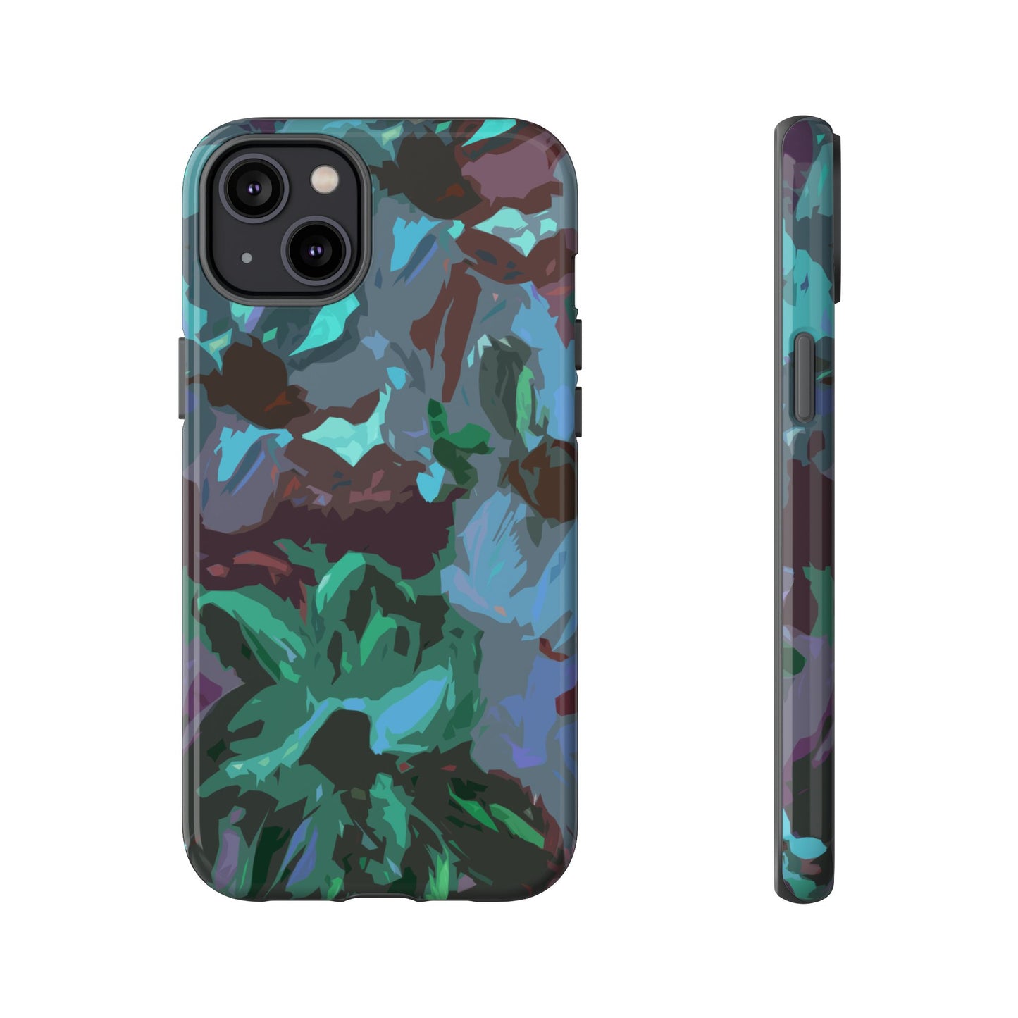 Hand Painted Abstract Colorful Teal Purple Green: Impact-Resistant Phone Case