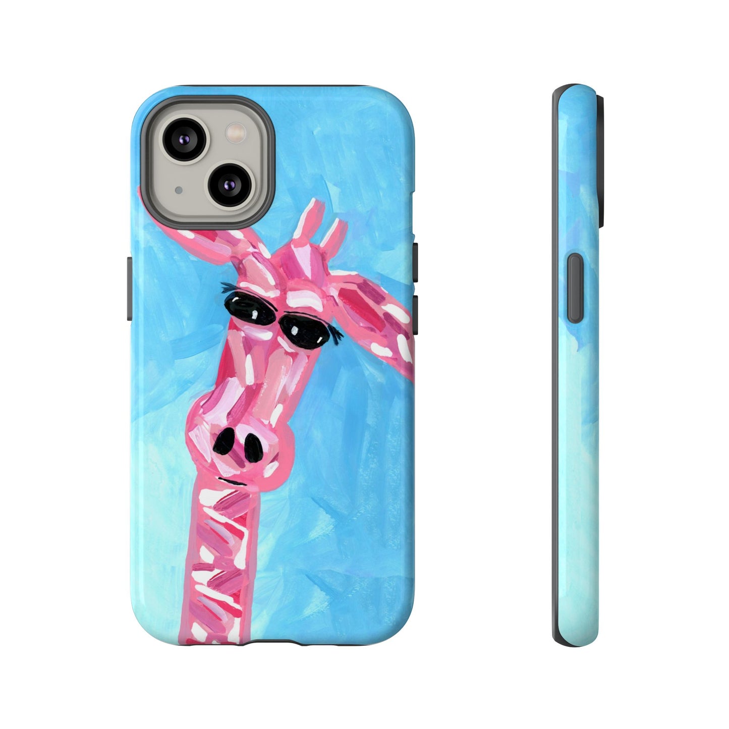 Bright Pink Giraffe Hand Painted Phone Case - Tough Cases