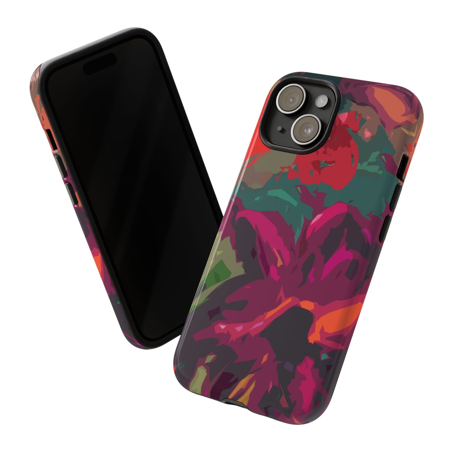 Hand Painted Abstract Colorful Burgundy Teal Orange Red Impact-Resistant Phone Cases