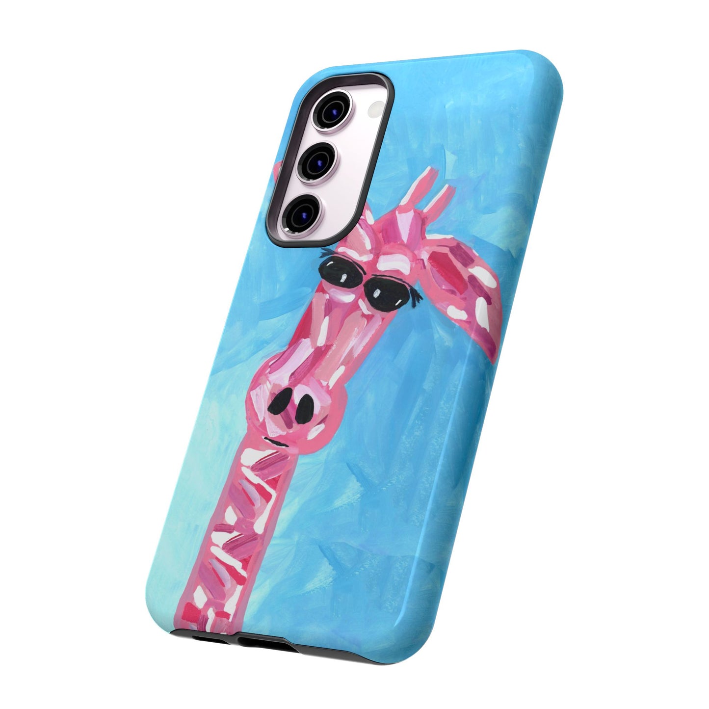 Bright Pink Giraffe Hand Painted Phone Case - Tough Cases