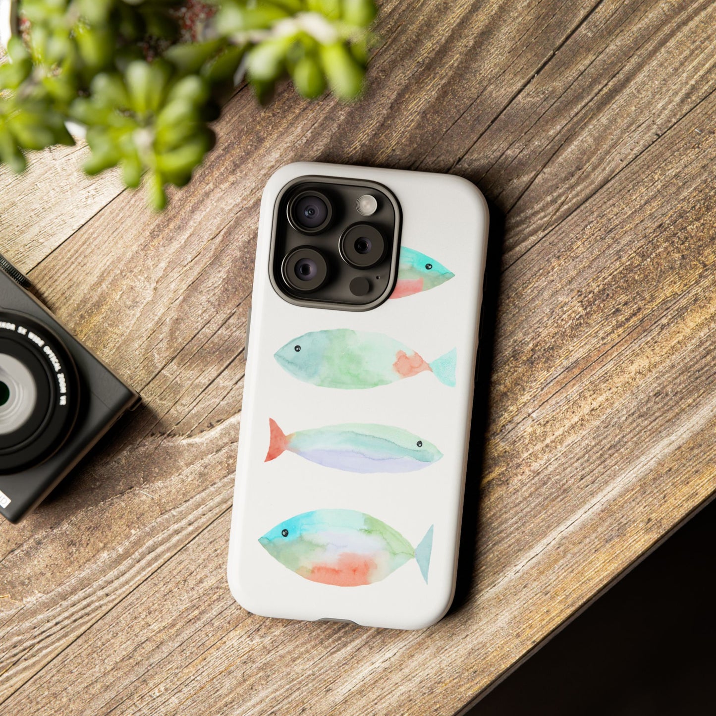 4 Watercolor Fish Hand Painted Cute Phone Case - Tough Case