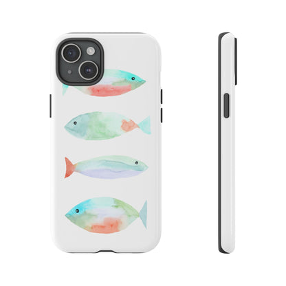 4 Watercolor Fish Hand Painted Cute Phone Case - Tough Case