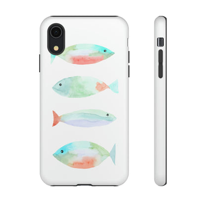 4 Watercolor Fish Hand Painted Cute Phone Case - Tough Case