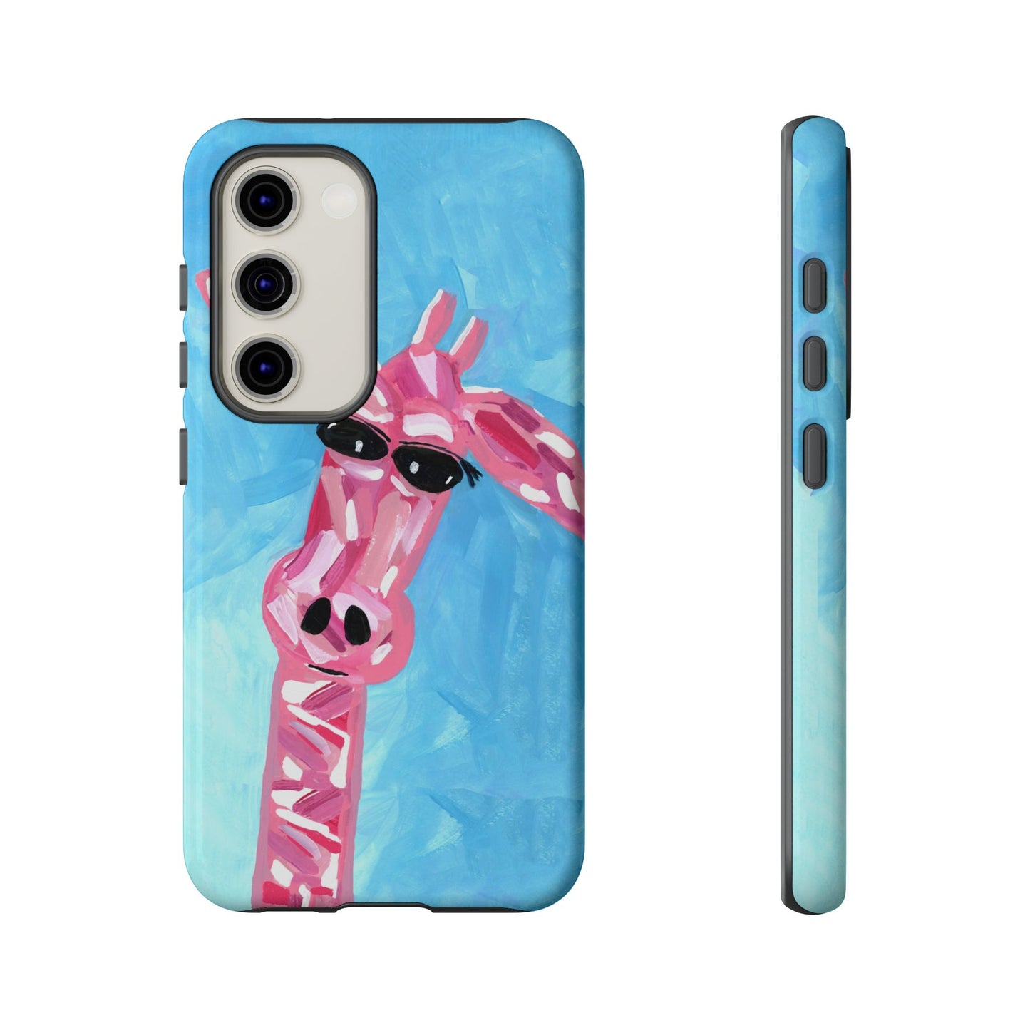 Bright Pink Giraffe Hand Painted Phone Case - Tough Cases