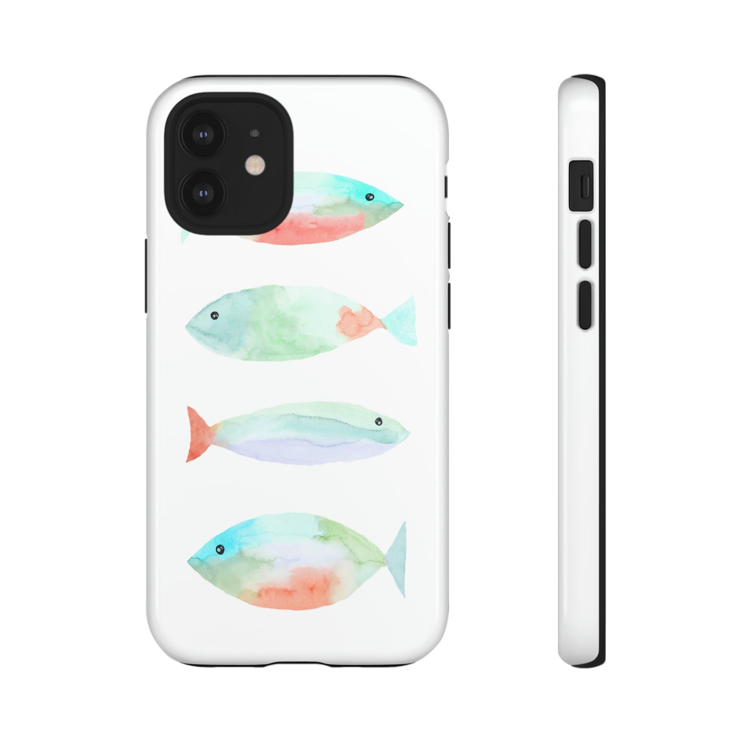 4 Watercolor Fish Hand Painted Cute Phone Case - Tough Case