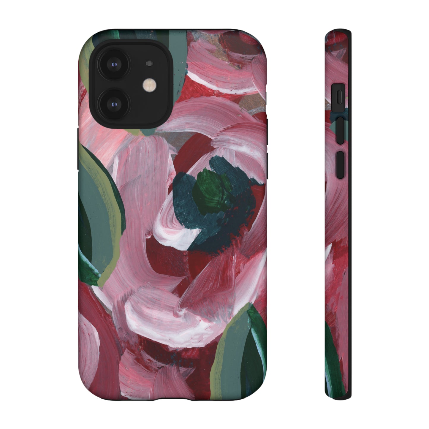 Burgundy Red Floral Hand Painted Abstract Colorful Case: Impact-Resistant Phone Cases