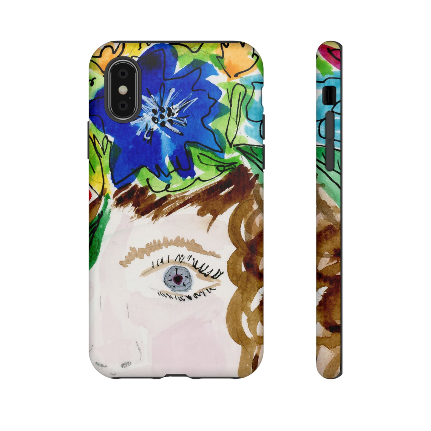 Vera | Hand Painted Girl with Flowers Headdress Colorful Case: Impact-Resistant Phone Cases