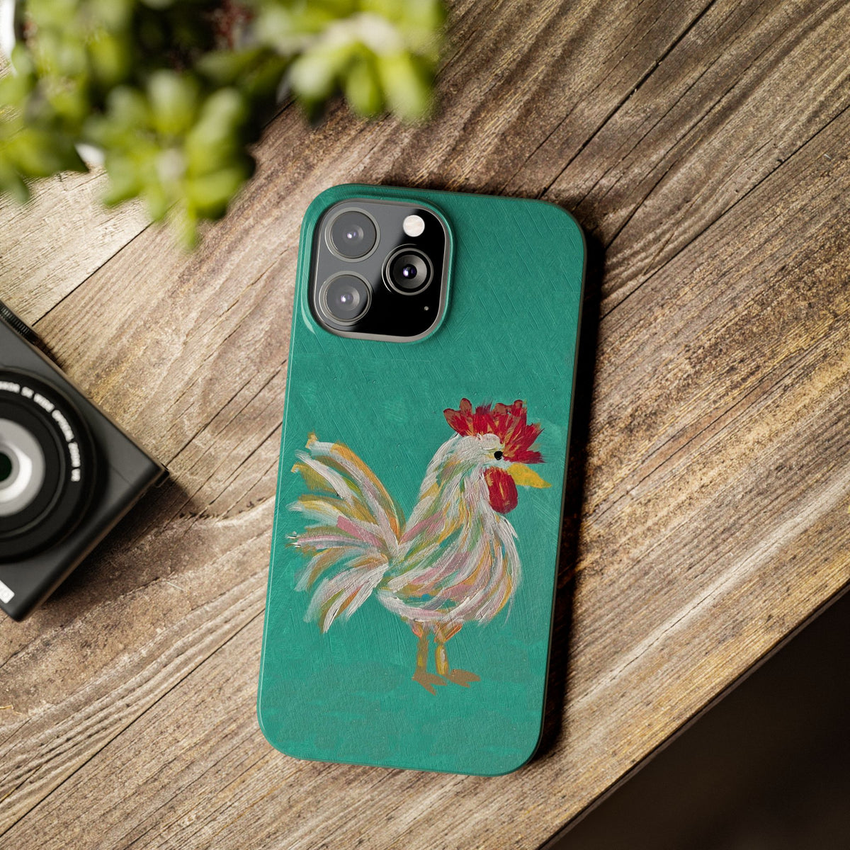 Phone Case hand painted chicken rooster digitized