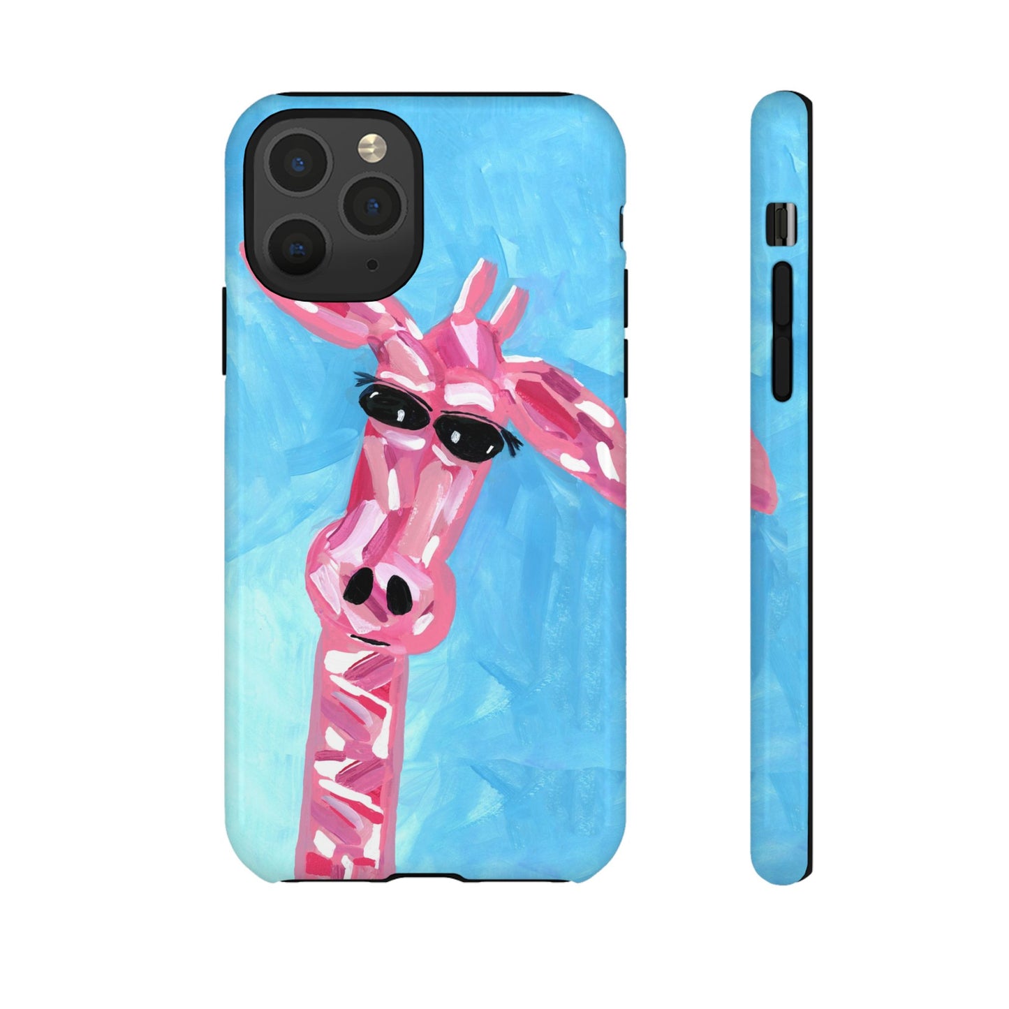 Bright Pink Giraffe Hand Painted Phone Case - Tough Cases