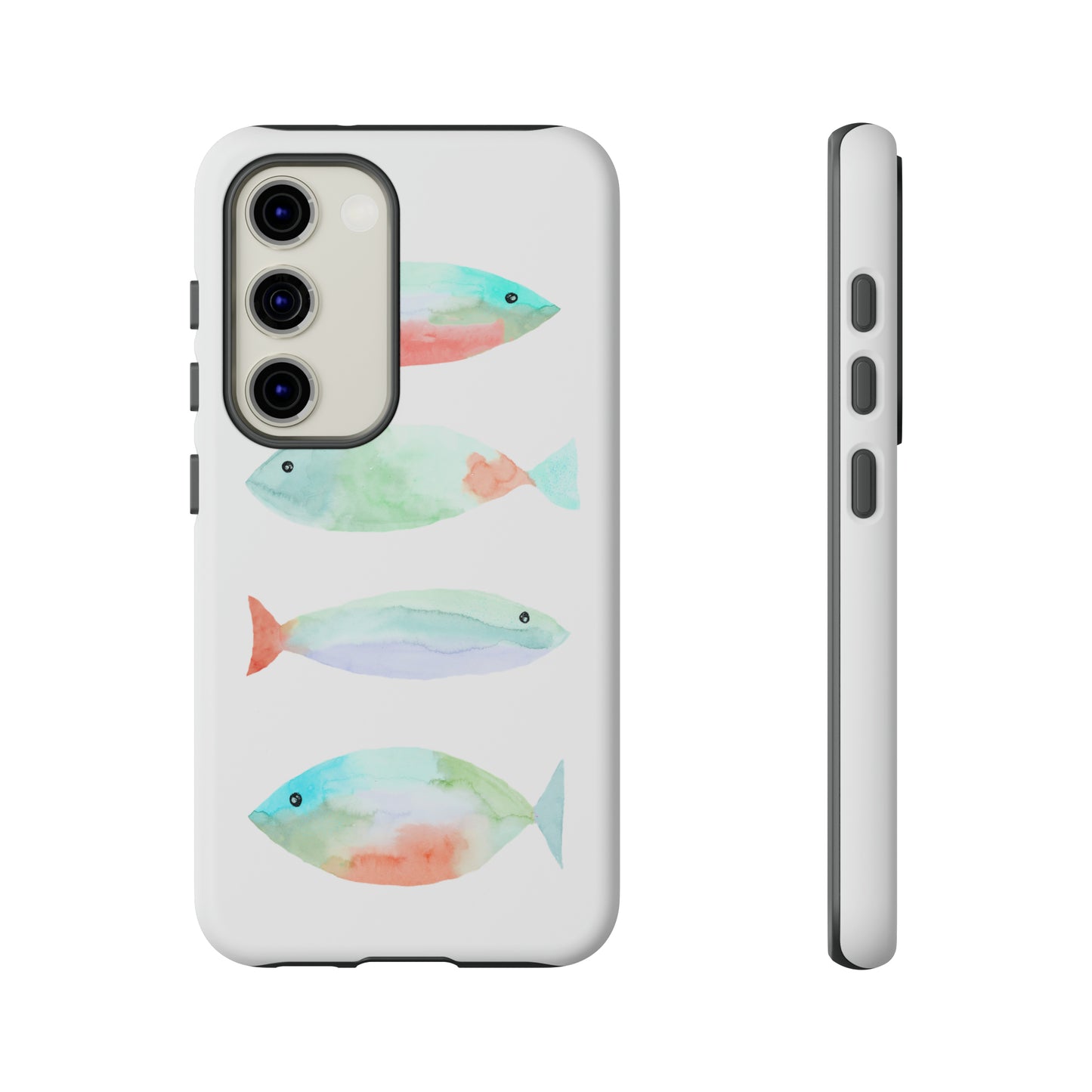 4 Watercolor Fish Hand Painted Cute Phone Case - Tough Case