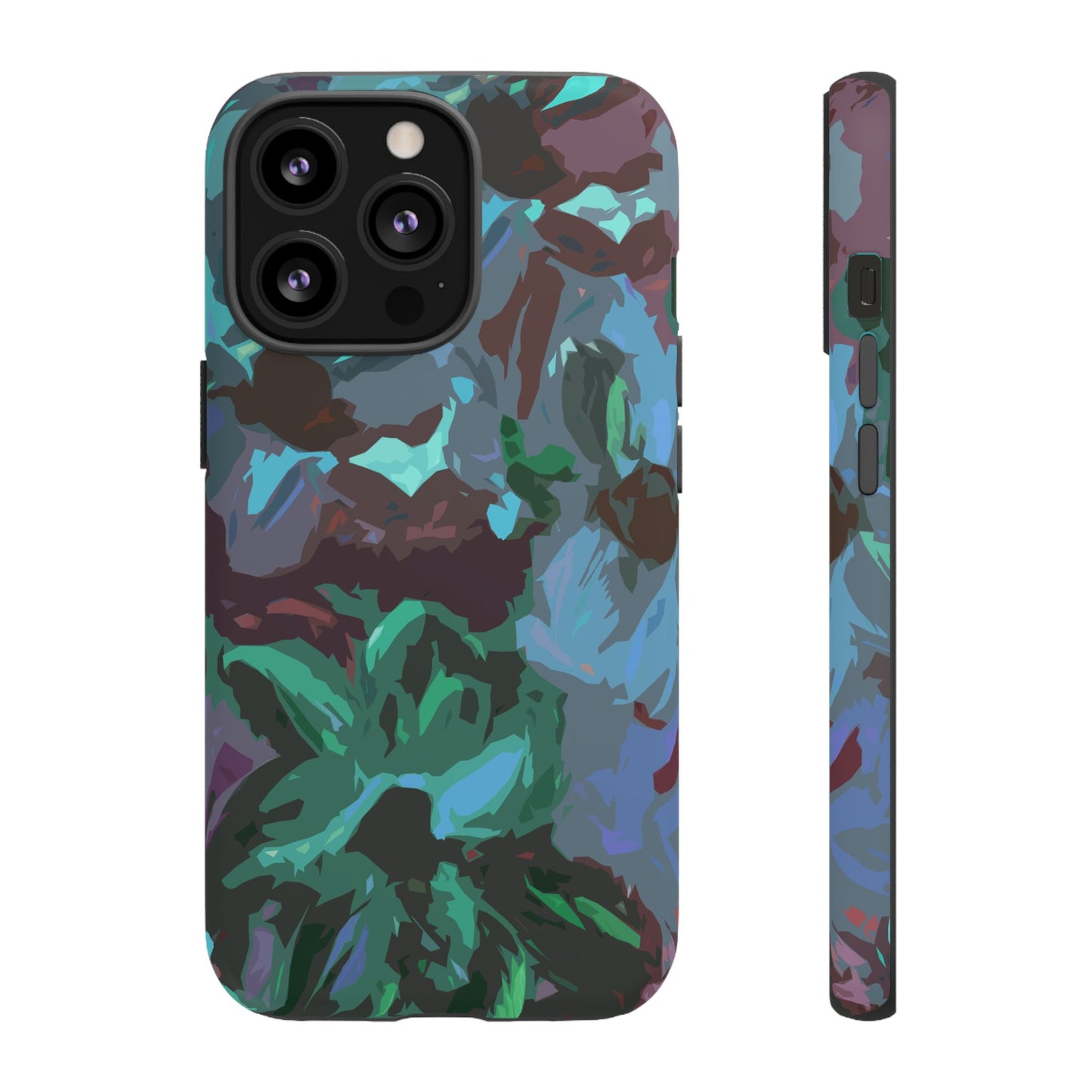 Hand Painted Abstract Colorful Teal Purple Green: Impact-Resistant Phone Case