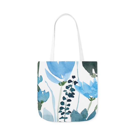 Watercolor Blue Foliage Canvas Tote Bag