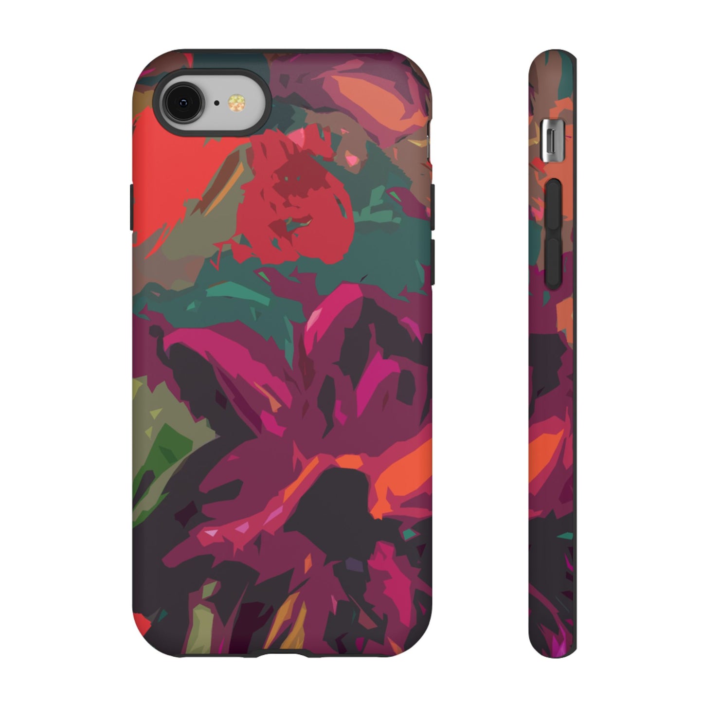 Hand Painted Abstract Colorful Burgundy Teal Orange Red Impact-Resistant Phone Cases