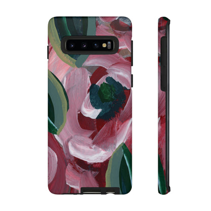 Burgundy Red Floral Hand Painted Abstract Colorful Case: Impact-Resistant Phone Cases