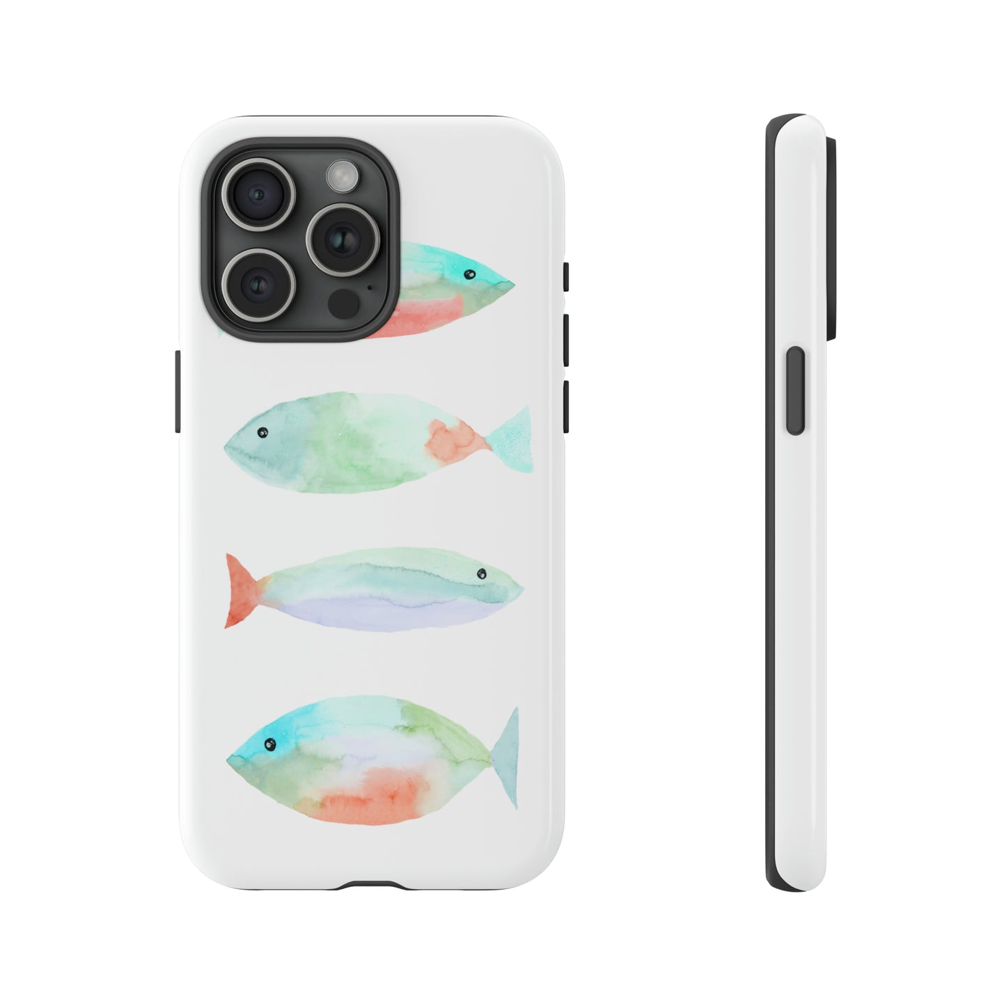 4 Watercolor Fish Hand Painted Cute Phone Case - Tough Case