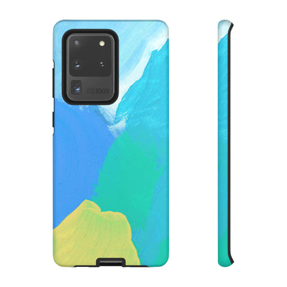 Hand Painted Abstract Blue Teal White Yellow Cute Phone Case - Tough Cases