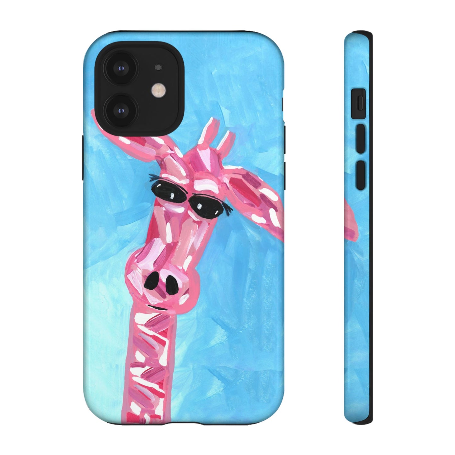 Bright Pink Giraffe Hand Painted Phone Case - Tough Cases