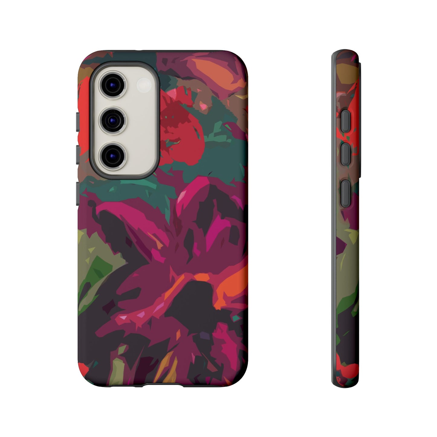 Hand Painted Abstract Colorful Burgundy Teal Orange Red Impact-Resistant Phone Cases