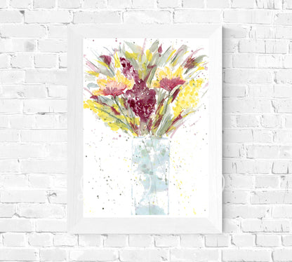 Watercolor Wildflowers Print, Downloadable Wall Art