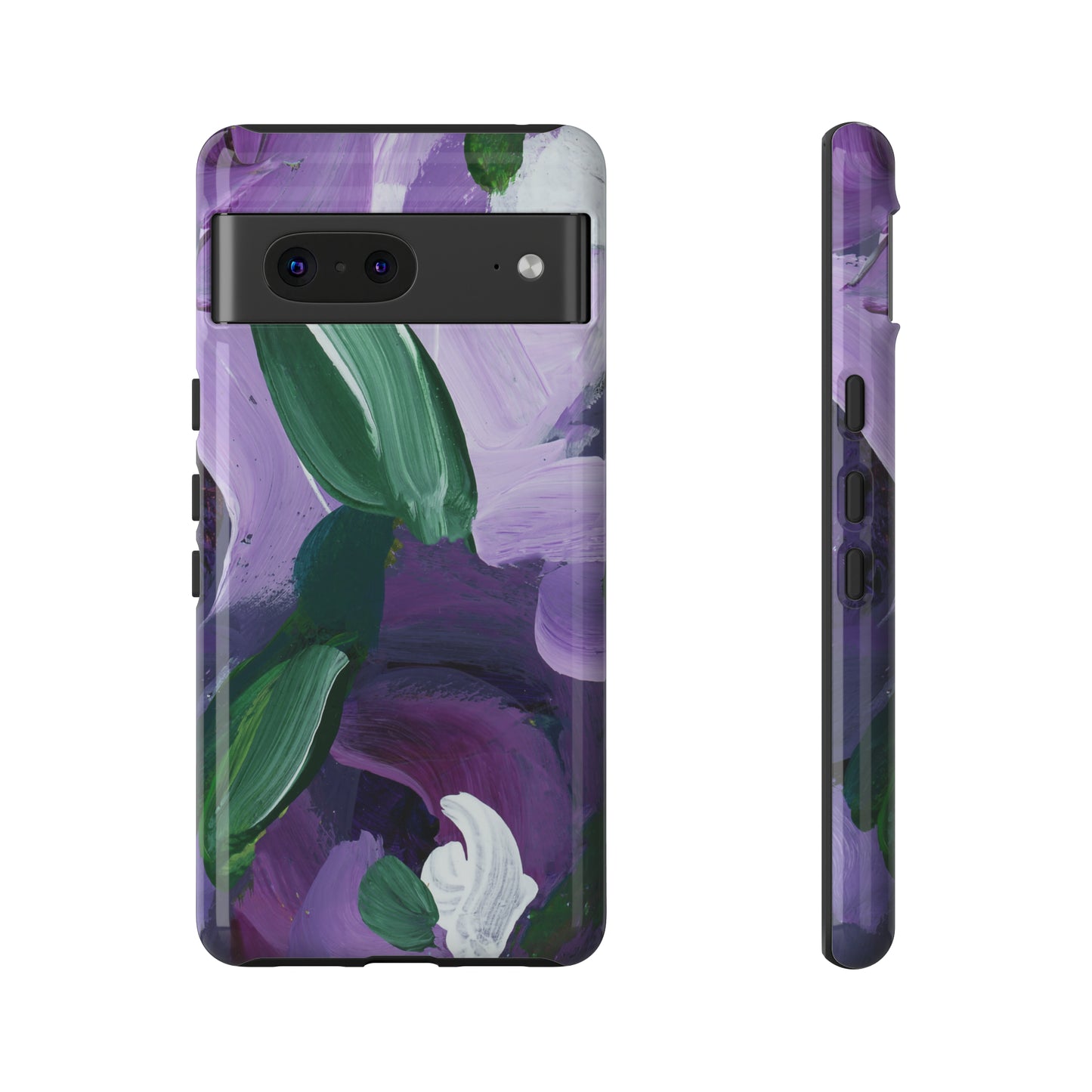 Purple Flowers Hand Painted Abstract Colorful Case: Impact-Resistant Phone Cases