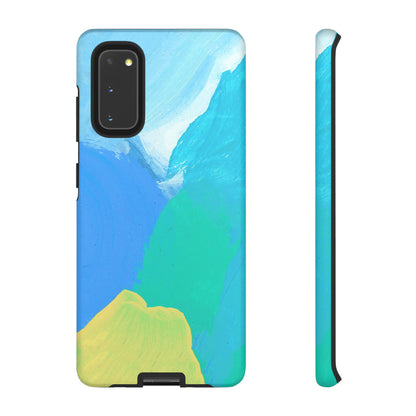 Hand Painted Abstract Blue Teal White Yellow Cute Phone Case - Tough Cases