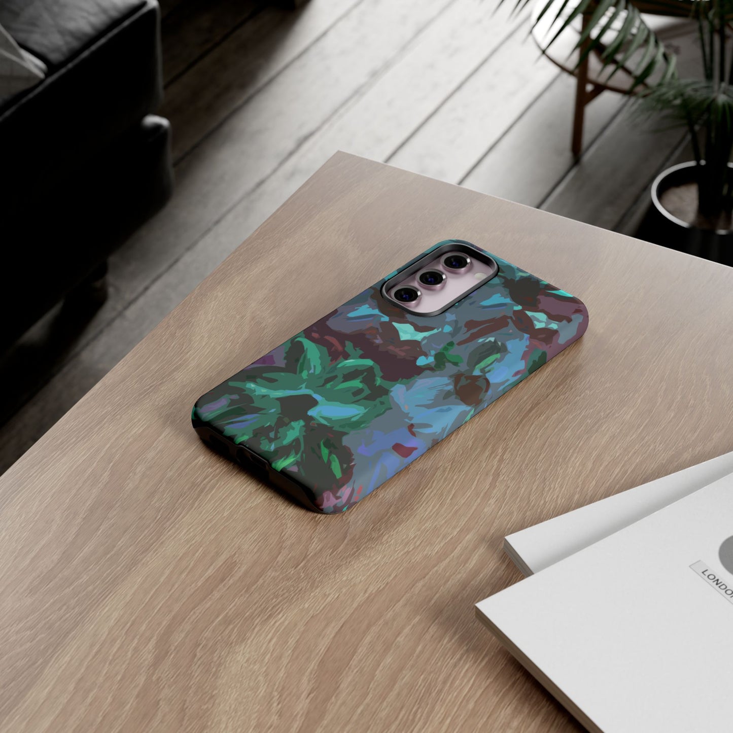 Hand Painted Abstract Colorful Teal Purple Green: Impact-Resistant Phone Case