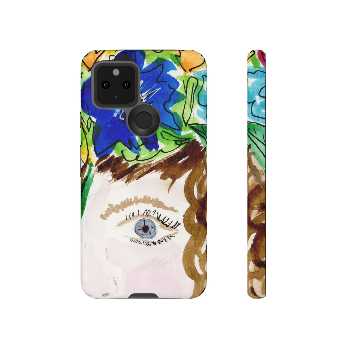 Vera | Hand Painted Girl with Flowers Headdress Colorful Case: Impact-Resistant Phone Cases