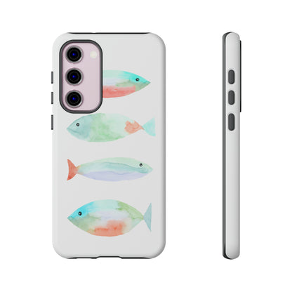 4 Watercolor Fish Hand Painted Cute Phone Case - Tough Case