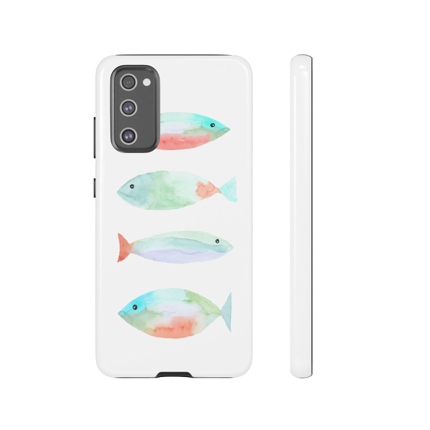 4 Watercolor Fish Hand Painted Cute Phone Case - Tough Case