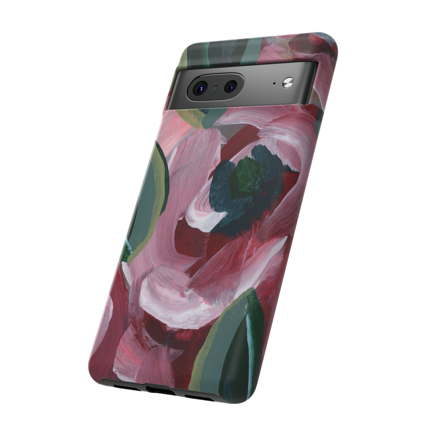 Burgundy Red Floral Hand Painted Abstract Colorful Case: Impact-Resistant Phone Cases