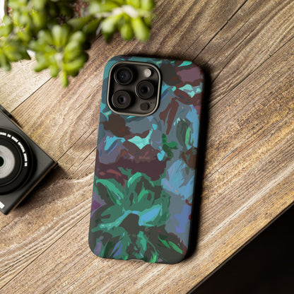 Hand Painted Abstract Colorful Teal Purple Green: Impact-Resistant Phone Case