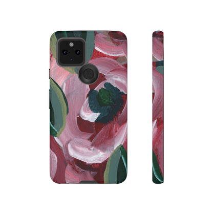 Burgundy Red Floral Hand Painted Abstract Colorful Case: Impact-Resistant Phone Cases